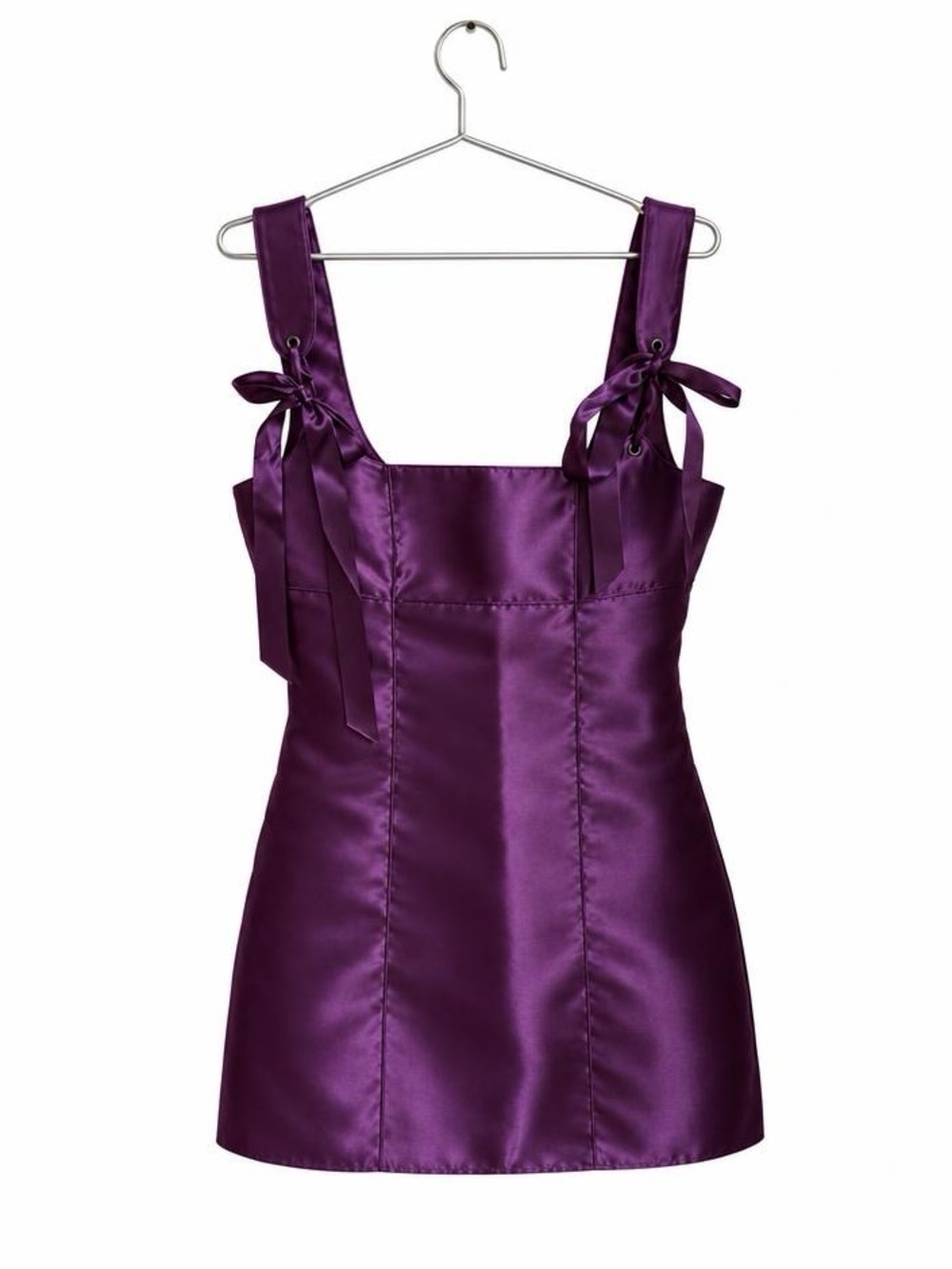 Current Mood Purple Satin Tie-Strap Mini Dress